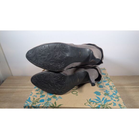 Bamboo Gray Suede Button Ankle Boots Size 8 Women’s Zip Side Heel Booties - Picture 4 of 5